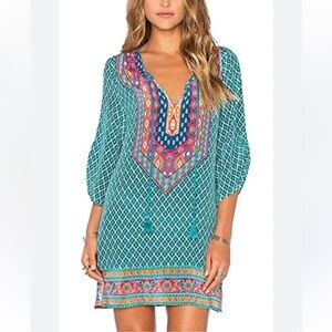 NLW Women's Boho Tunic Dress with Geometric and Floral Patterns Sz: S